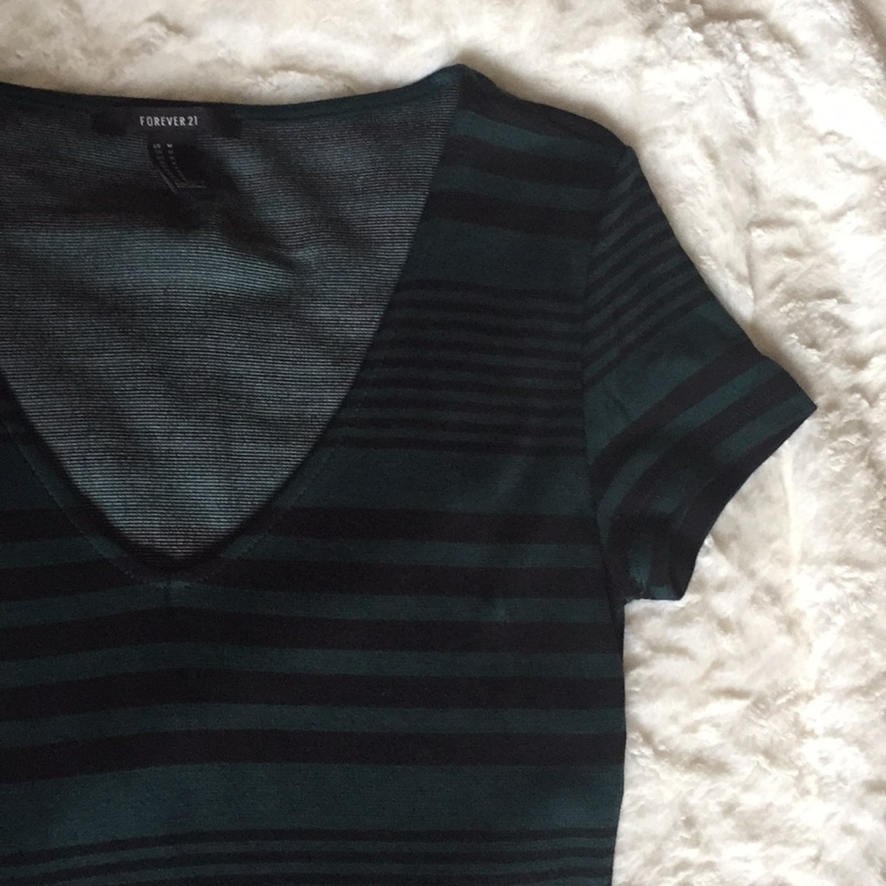 Green and black striped bodycon dress